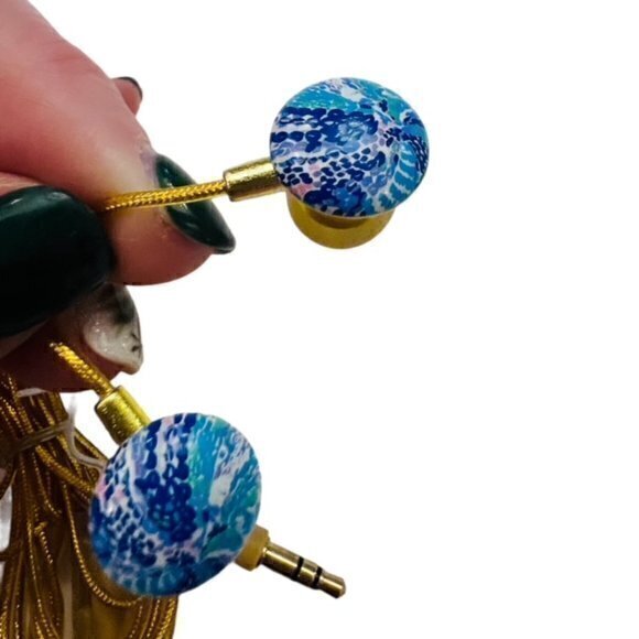 BUNDLE 3 FOR $18 LILLY PULITZER EARBUDS Volume Control Blue and White Designer - Picture 2 of 8